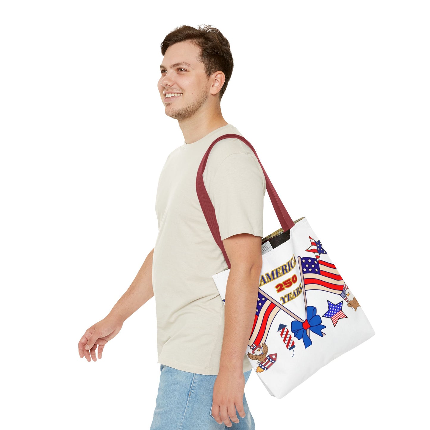 America 250 Years Flag Crossed Flags Patriotic Tote Bag | Independence Day
