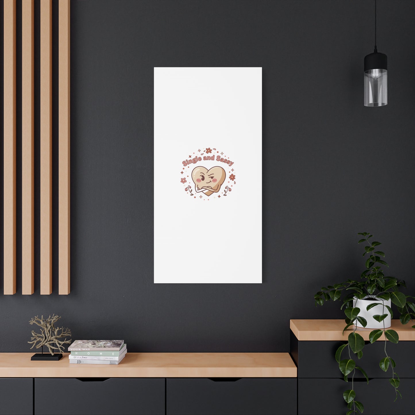 Single and Sassy Heart Canvas | Anti‑Valentine, Pastel Cynic Wall Art