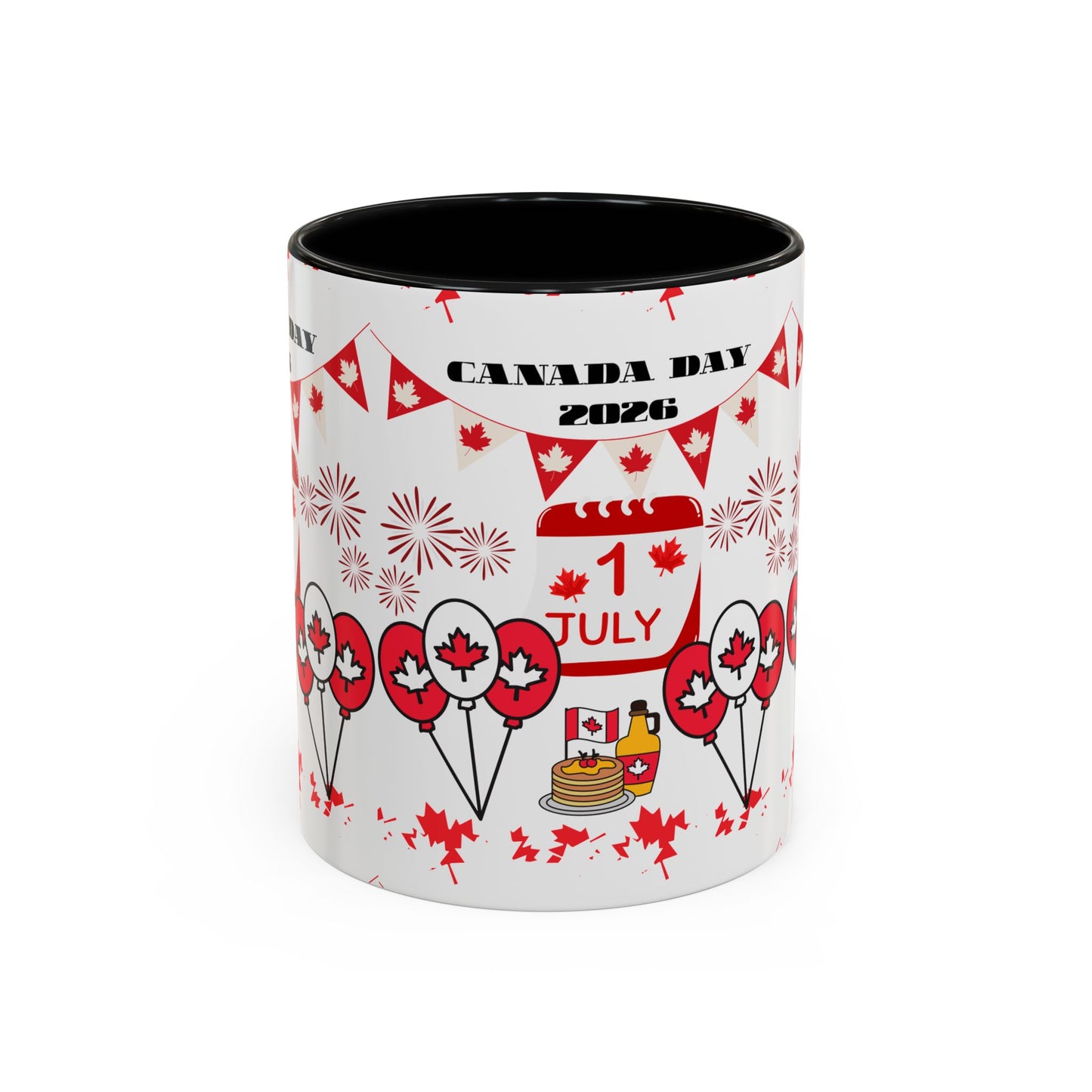 Canada Day Coffee Mug - 1 July 2026 Red Maple Balloon Accent Mug