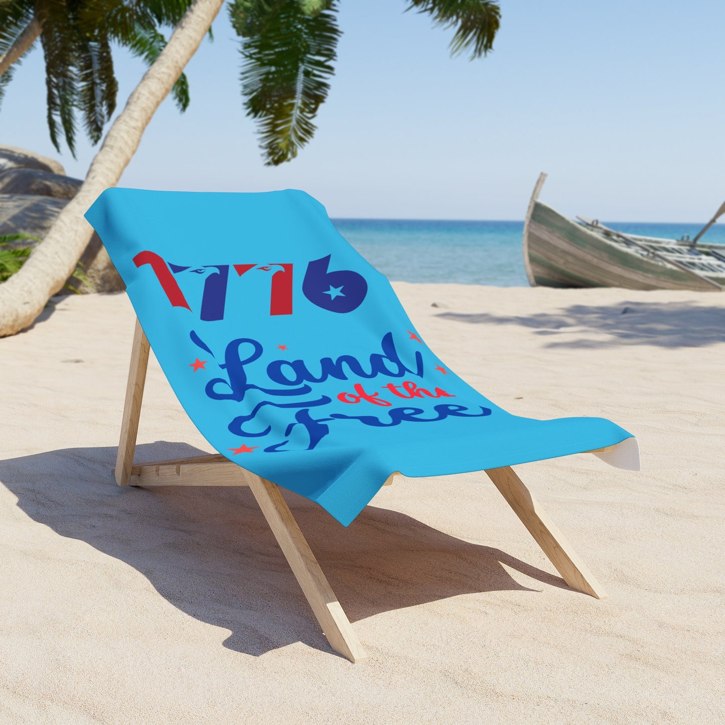 1776 Land of the Free Beach Towel | Patriotic Fourth of July Stars
