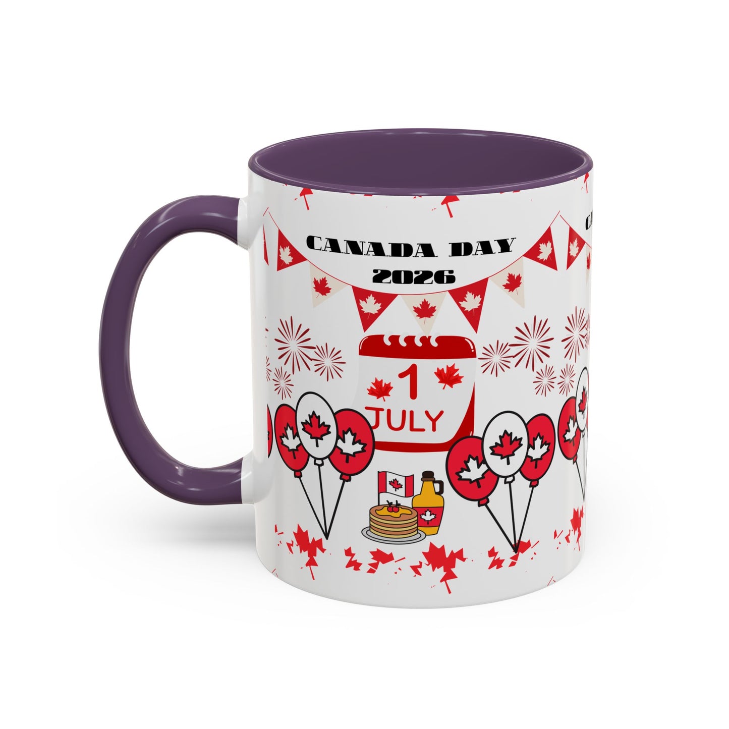 Canada Day Coffee Mug - 1 July 2026 Red Maple Balloon Accent Mug