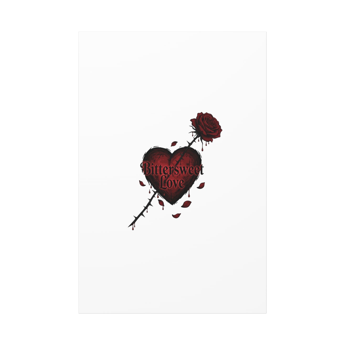 Bittersweet Love heart & thorn rose Canvas | Goth Valentine, Dark Romance Art Print