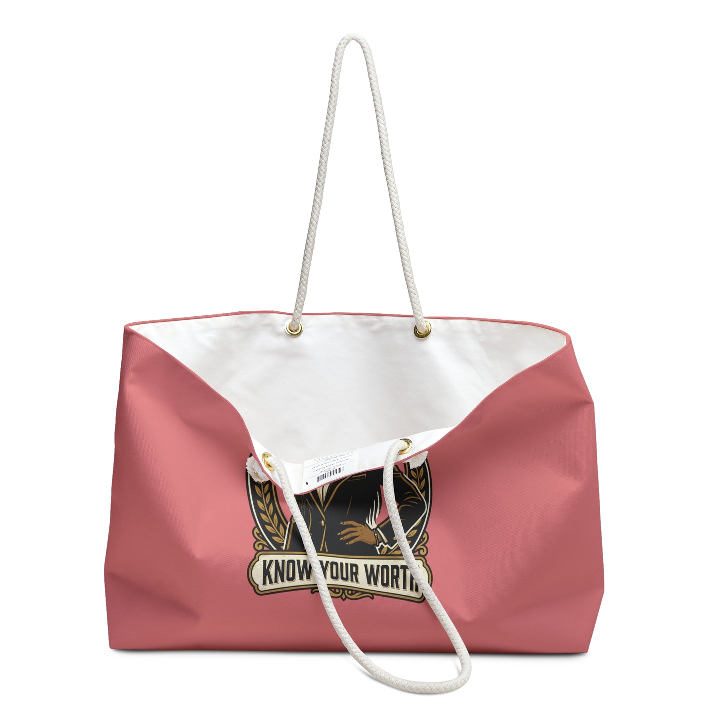 Know Your Worth Tote Bag | Empowerment Gift for Women | Black Woman Boss Bag | Inspirational Quote Bag | Pink Weekender Tote | Self Love Gift
