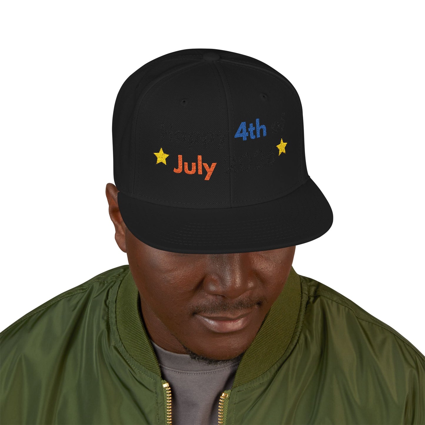 Happy 4th of July 2026 Embroidered Snapback Hat
