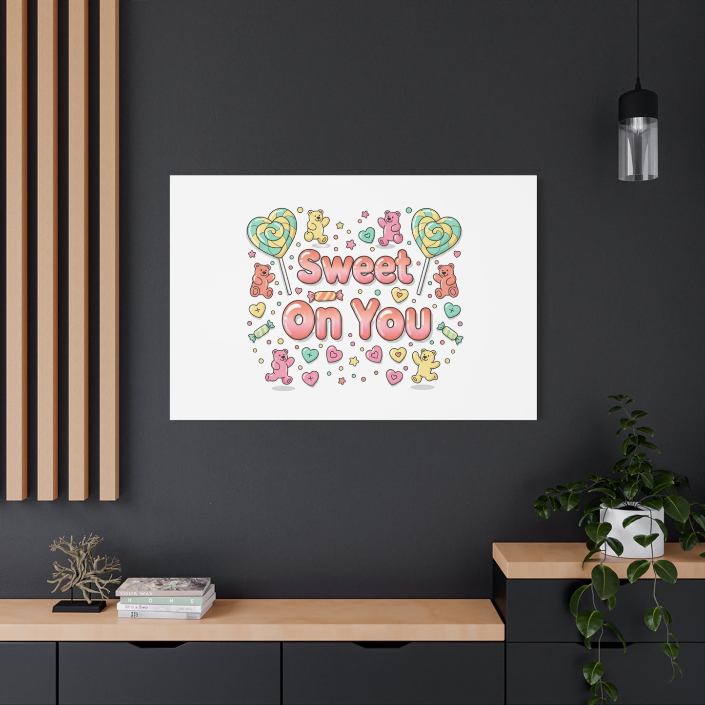 Sweet On You Canvas | Valentine Candycore heart candy pattern, pastel snackcore art