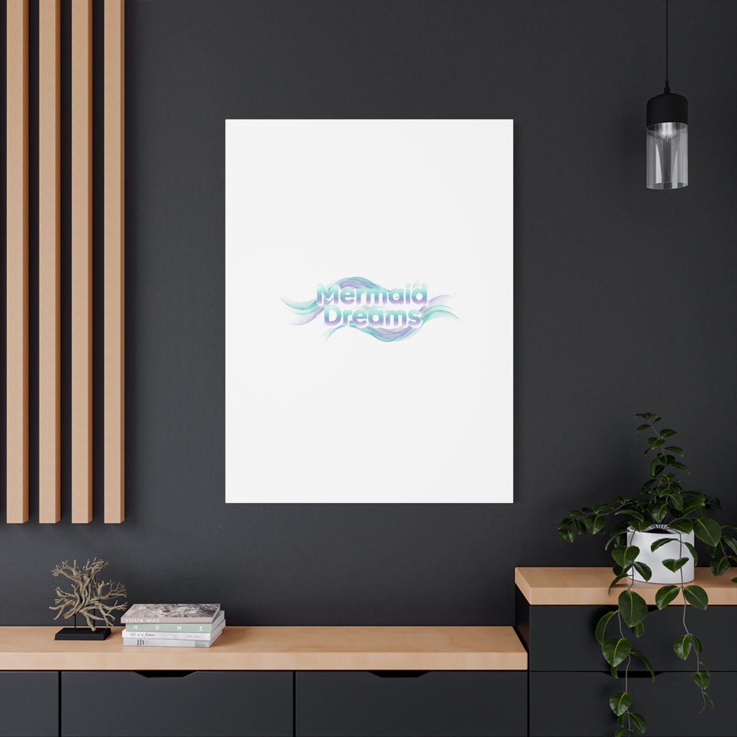 Mermaid Dreams Matte Canvas | iridescent text, pearly word accent