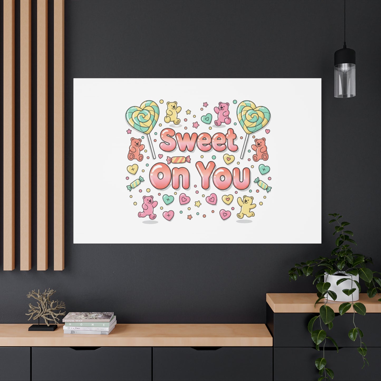 Sweet On You Canvas | Valentine Candycore heart candy pattern, pastel snackcore art