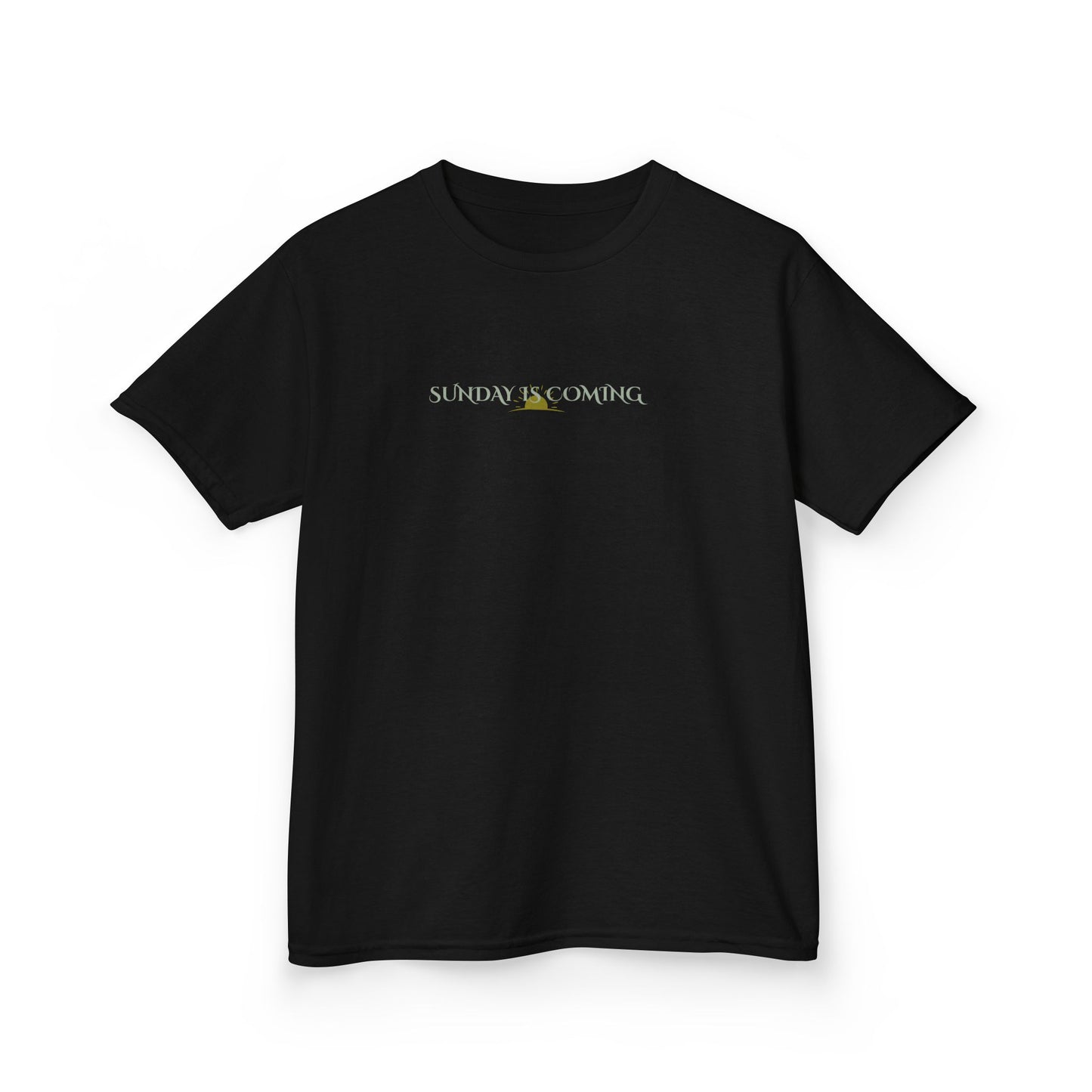Kids Tee — Minimal "Always Be Curious" Rainbow Text