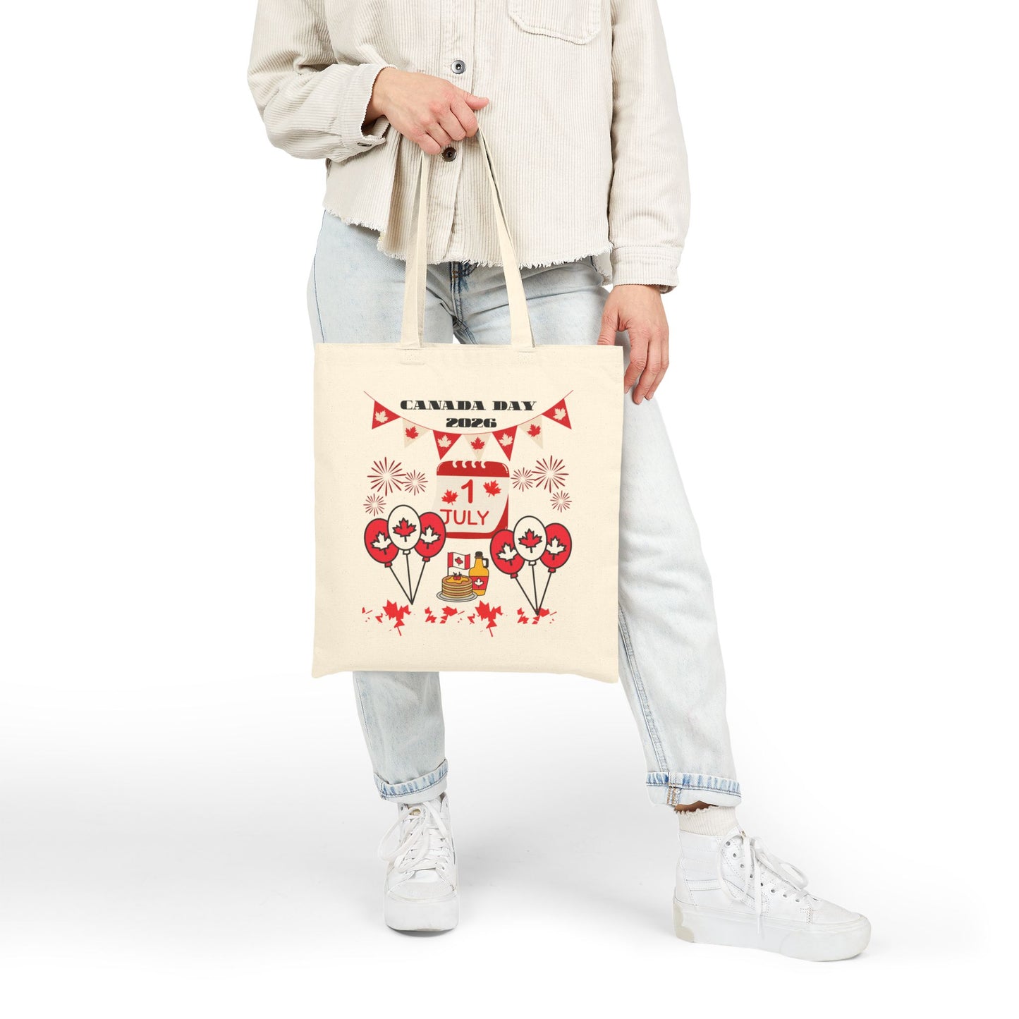 Canada Day Cotton Tote Bag — Happy Canada Day Patriotic Maple Leaf Design