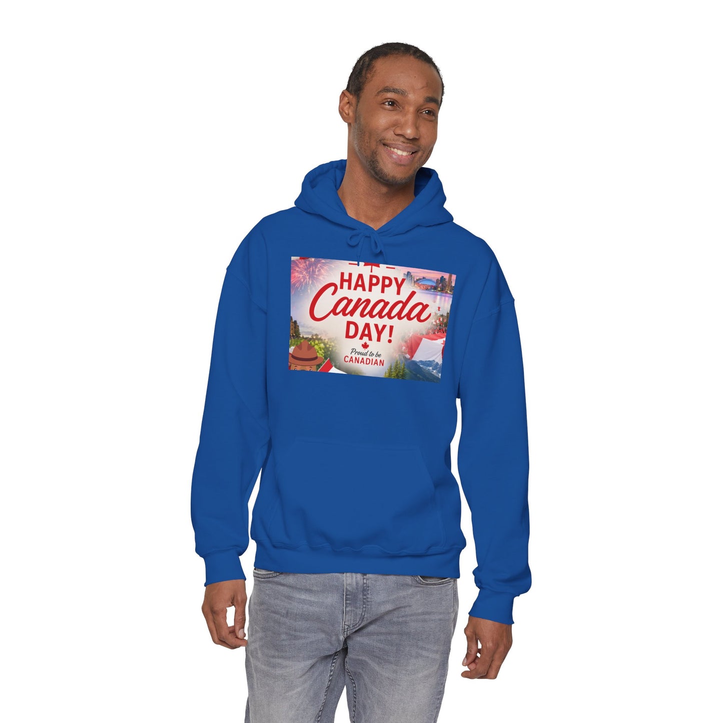 Canada Day Hoodie — "Happy Canada Day! Proud Canadian" Celebration Sweatshirt