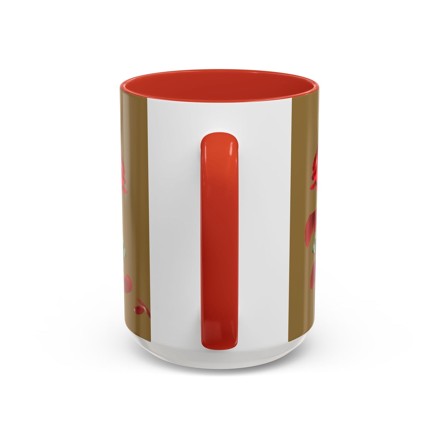 Red Rose Petals Coffee Mug  Accent Black Handle Interior,