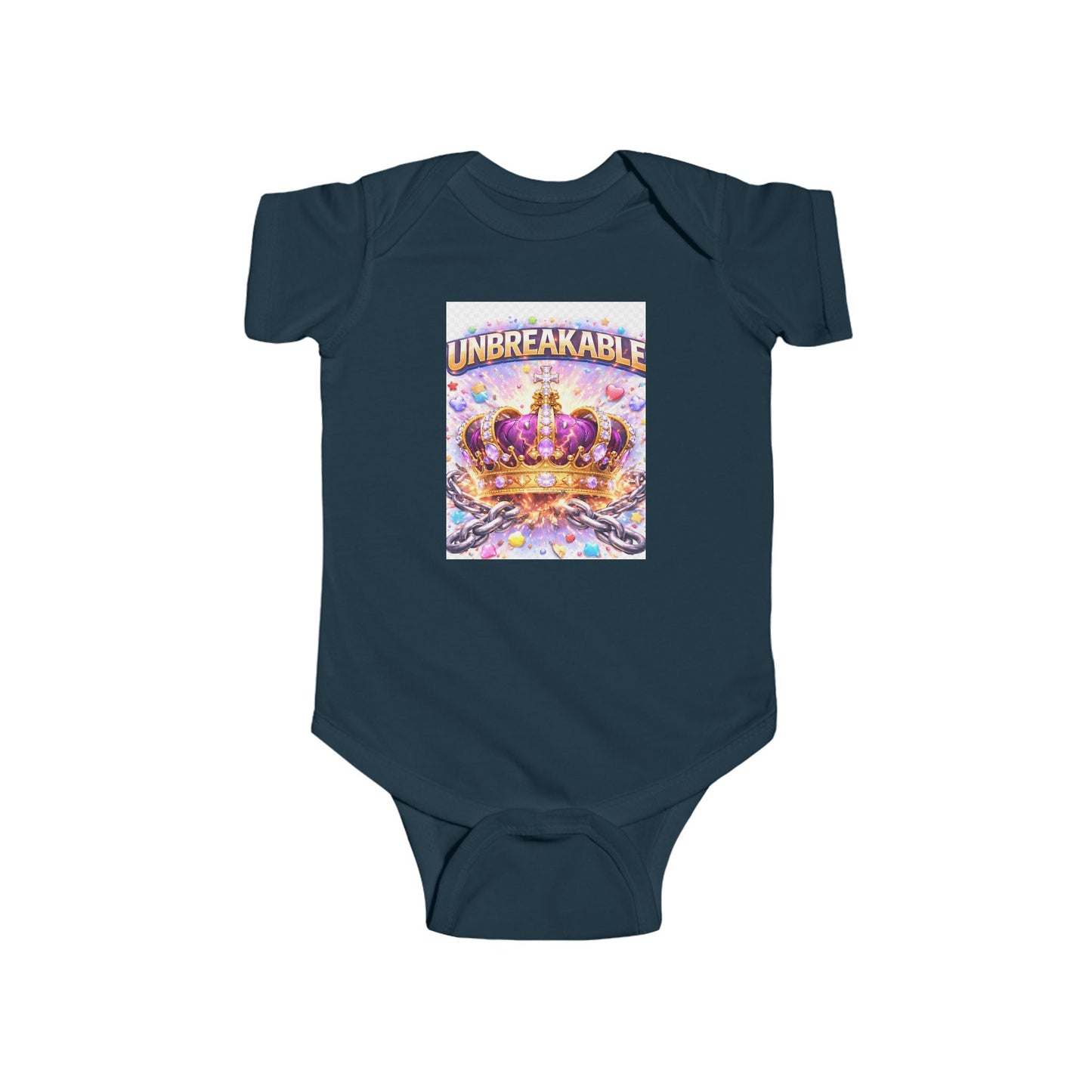Unbreakable Crown Infant Bodysuit — Baby Onesie with Royal Crown Graphic