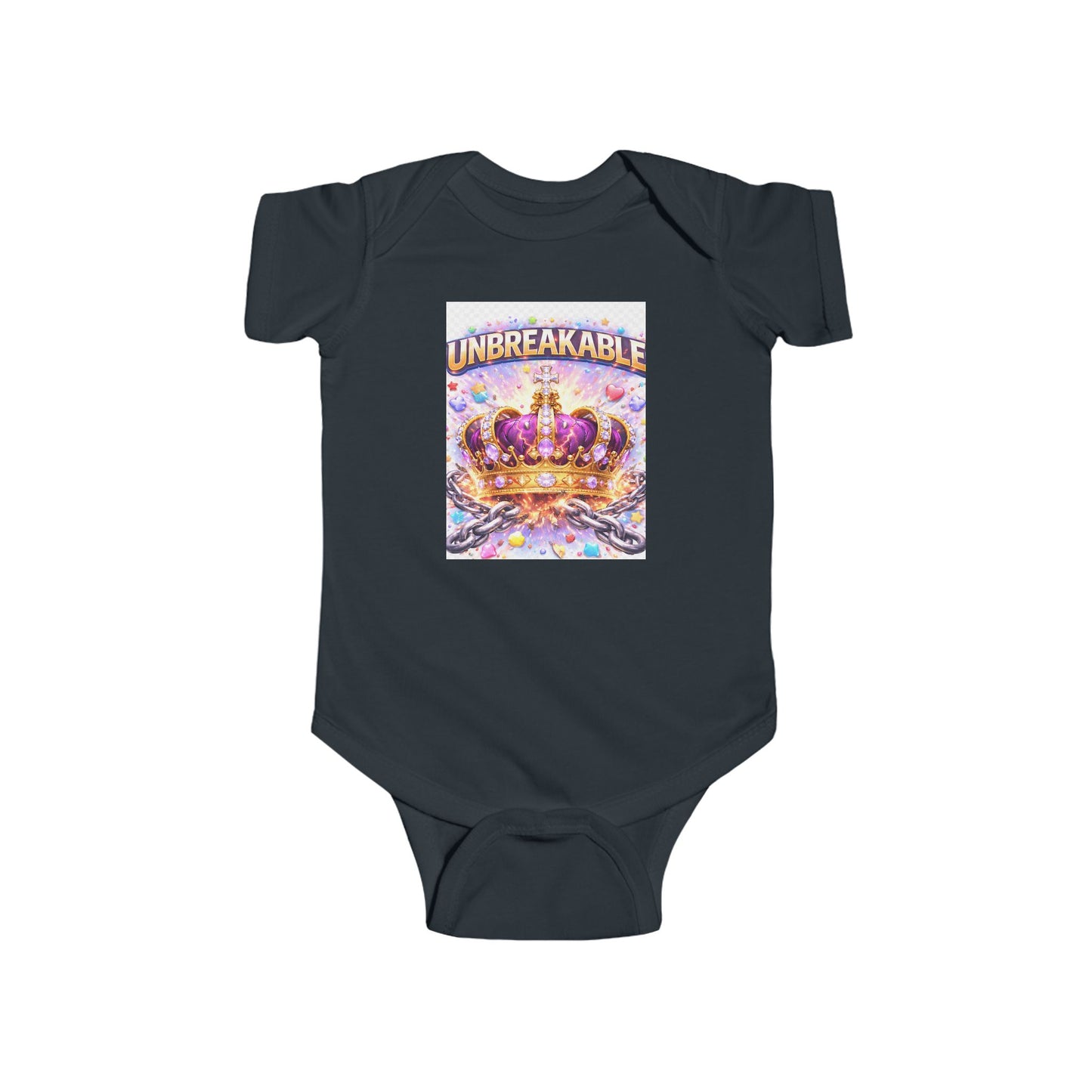 Unbreakable Crown Infant Bodysuit — Baby Onesie with Royal Crown Graphic