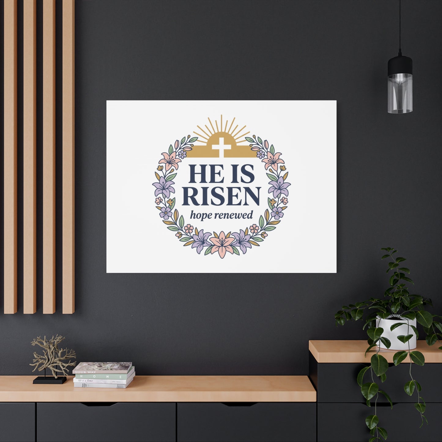 He Is Risen Canvas | Christian Easter Wall Art, Resurrection Scripture