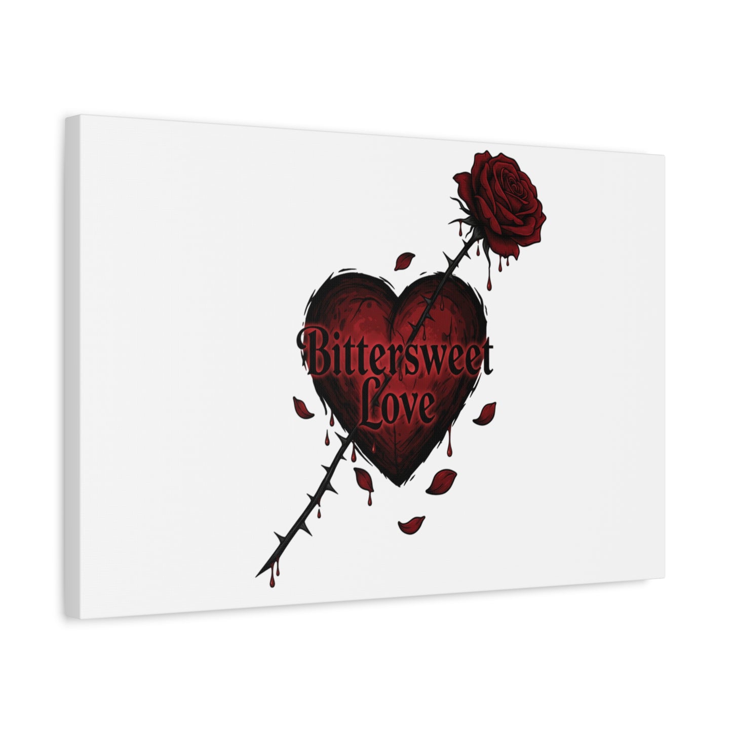 Bittersweet Love heart & thorn rose Canvas | Goth Valentine, Dark Romance Art Print