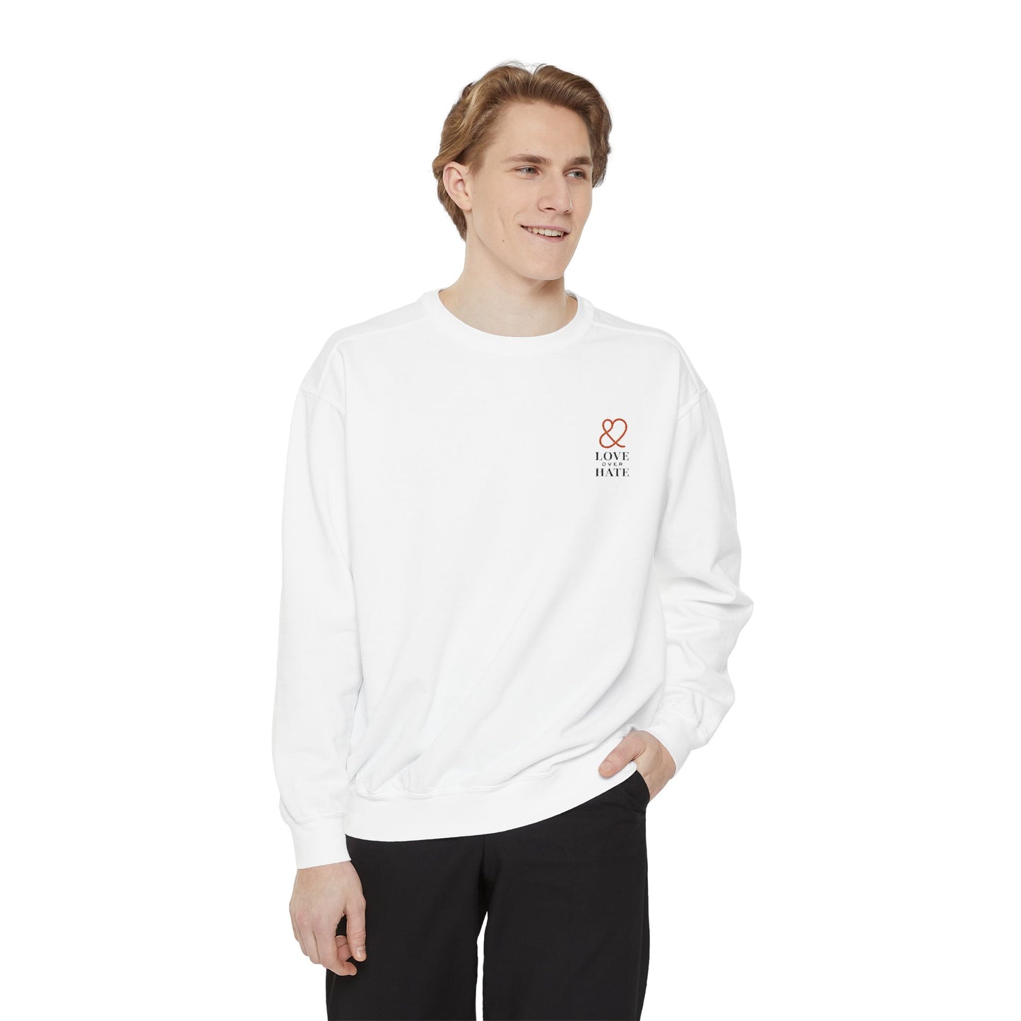Love over Hate  Sweatshirt Logo Chest Crewneck