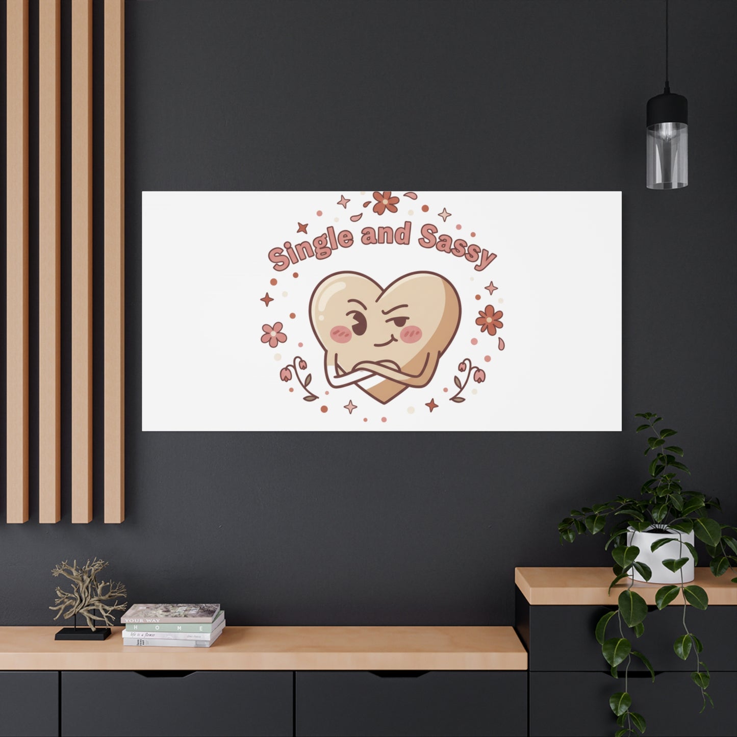 Single and Sassy Heart Canvas | Anti‑Valentine, Pastel Cynic Wall Art