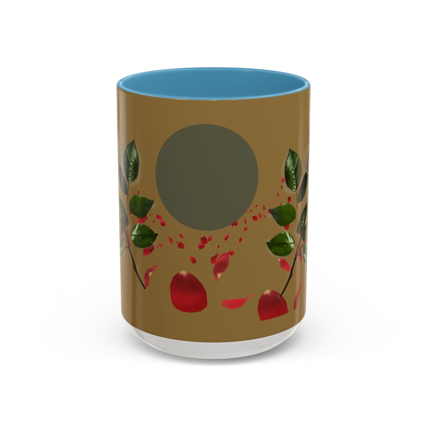 Red Rose Petals Coffee Mug  Accent Black Handle Interior,