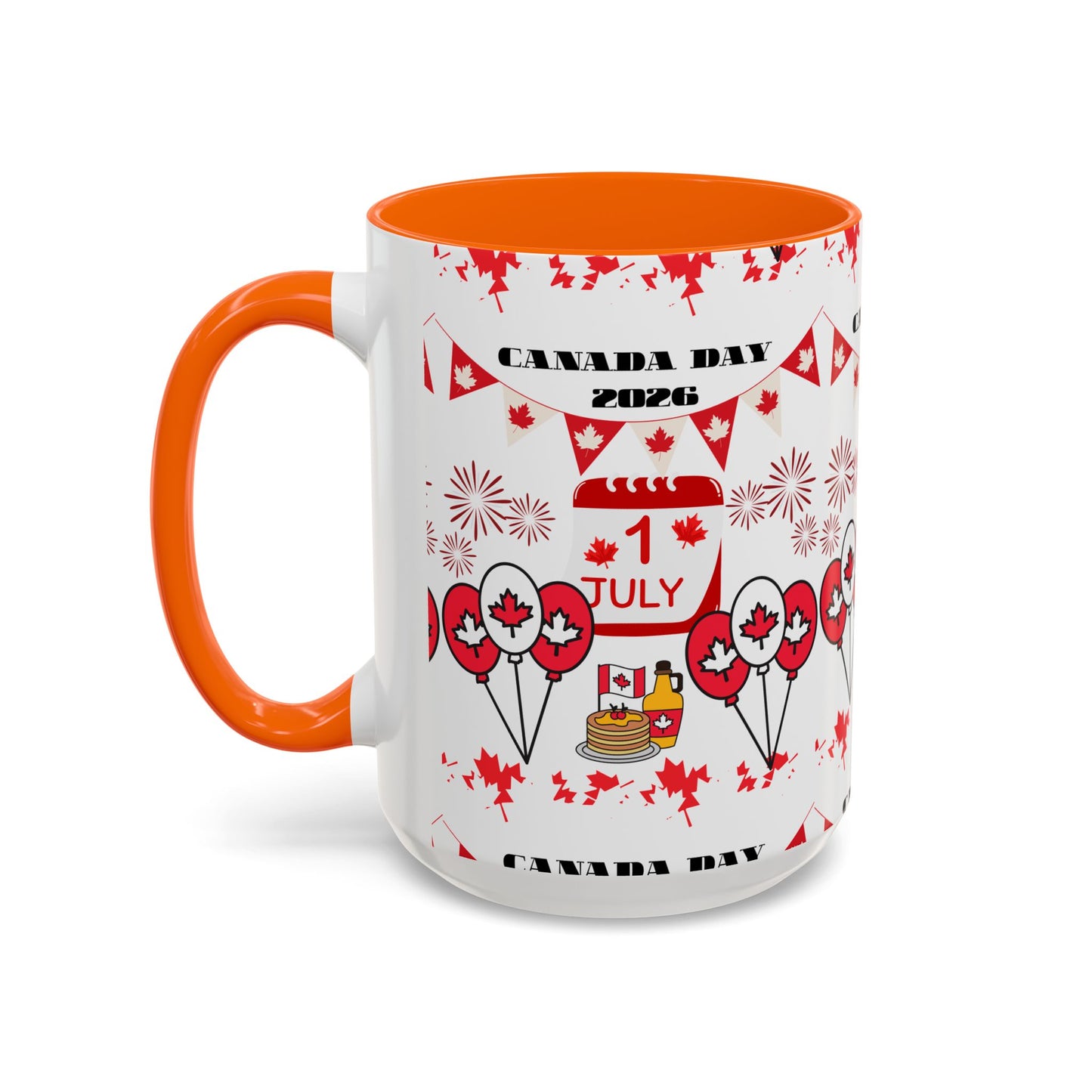 Canada Day Coffee Mug - 1 July 2026 Red Maple Balloon Accent Mug