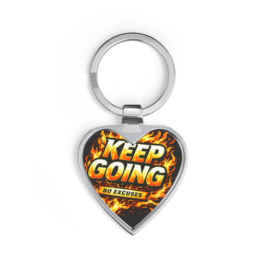 Copy of Keep Going Heart Keychain | Motivational Flame Design, No Excuses