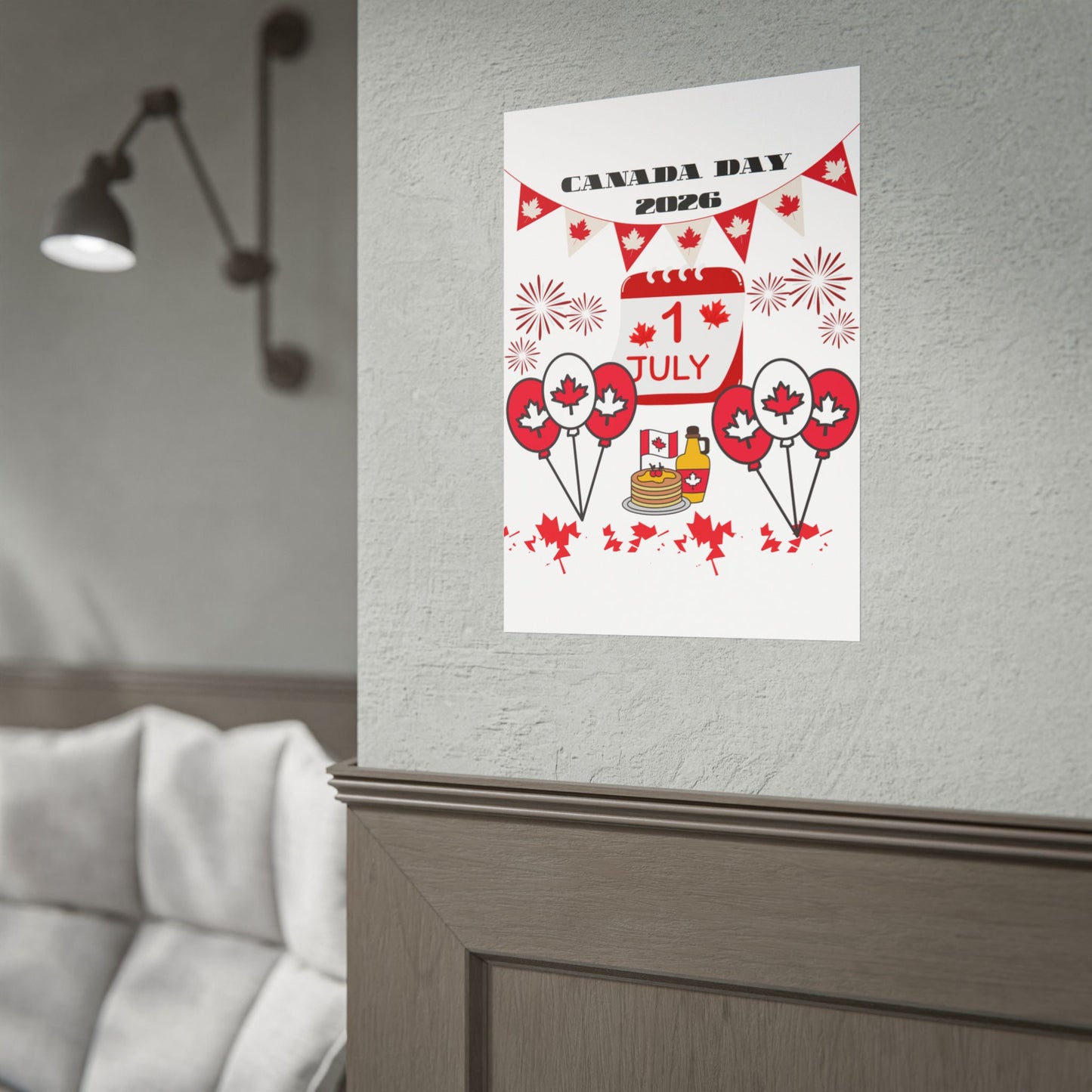 Canada Day 1 July Poster – Red Maple Leaf Celebration Print