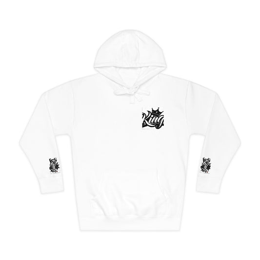 Grunge Crown Script Hoodie | Chest & Sleeve Black Ink Graphic
