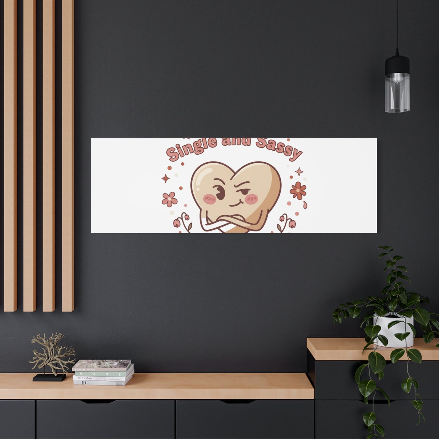 Single and Sassy Heart Canvas | Anti‑Valentine, Pastel Cynic Wall Art