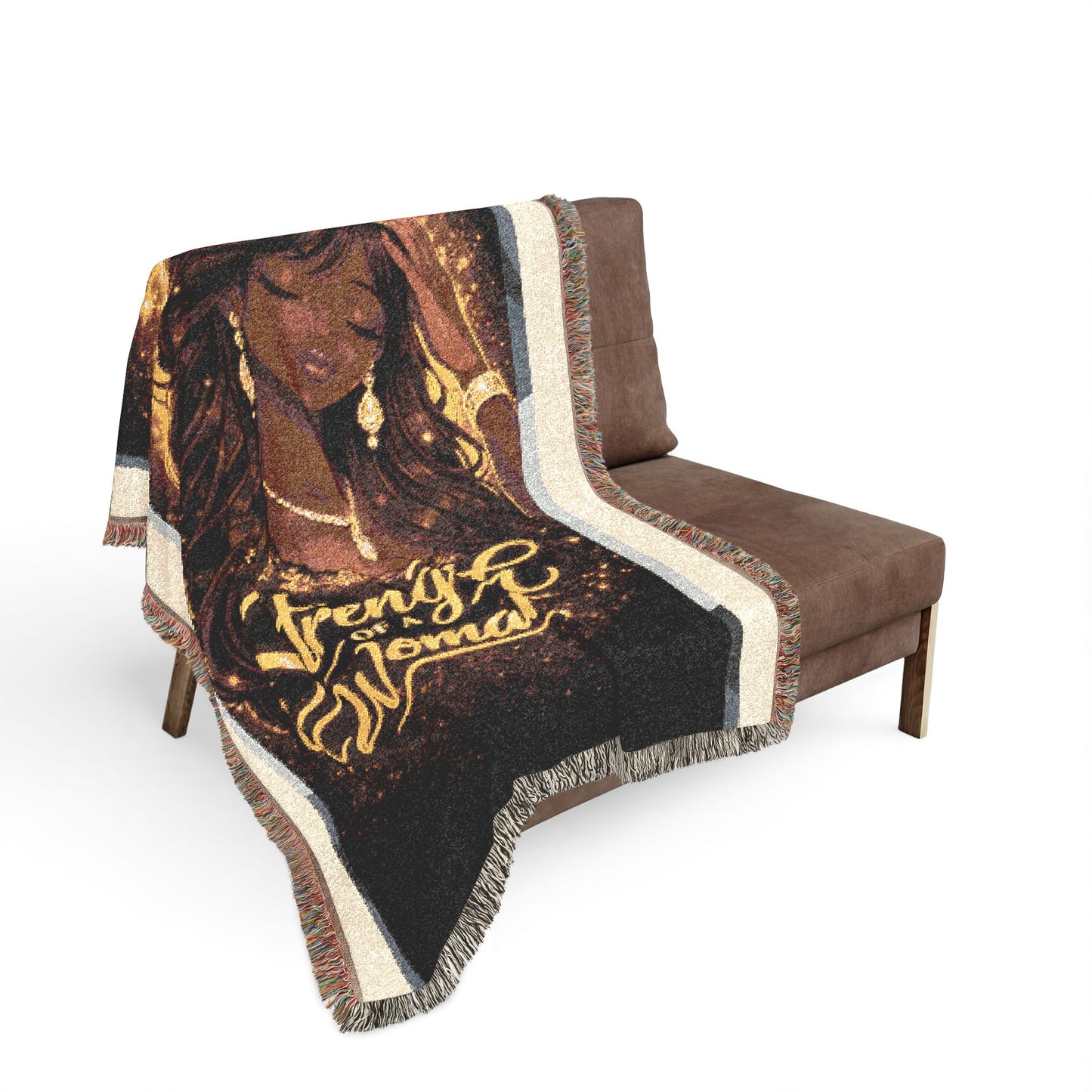 Black Queen Portrait Woven Blanket | Afrocentric Throw, Royal Home Decor