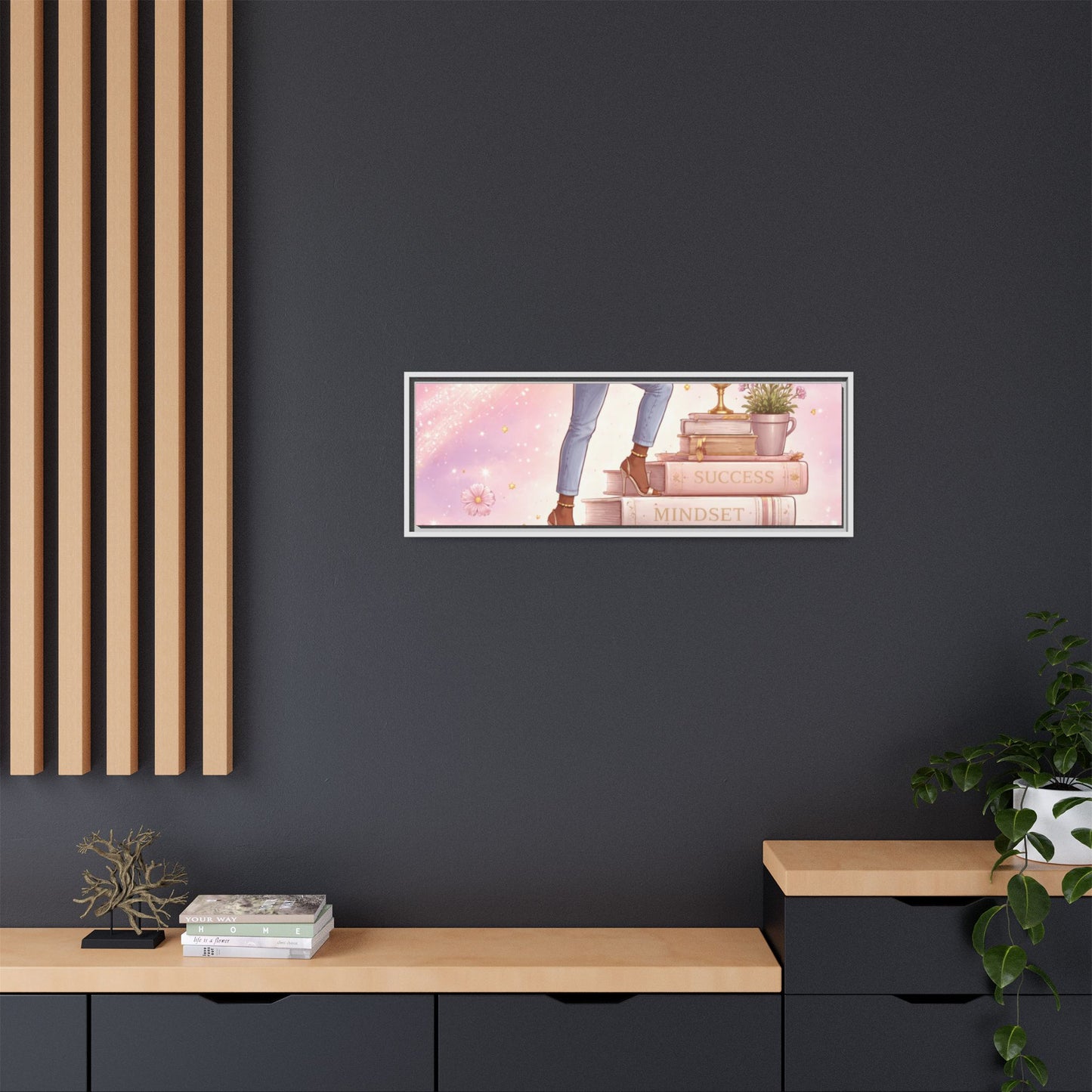 Dream Big Wall Art — Motivational Stacked Books Framed Canvas