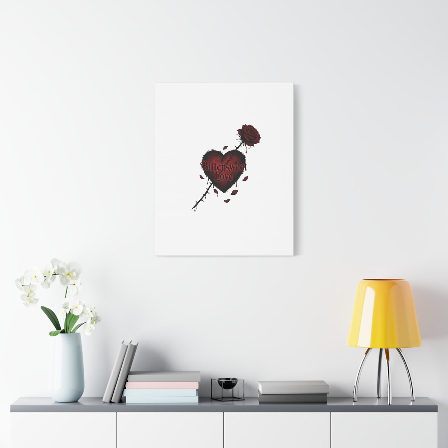 Bittersweet Love heart & thorn rose Canvas | Goth Valentine, Dark Romance Art Print