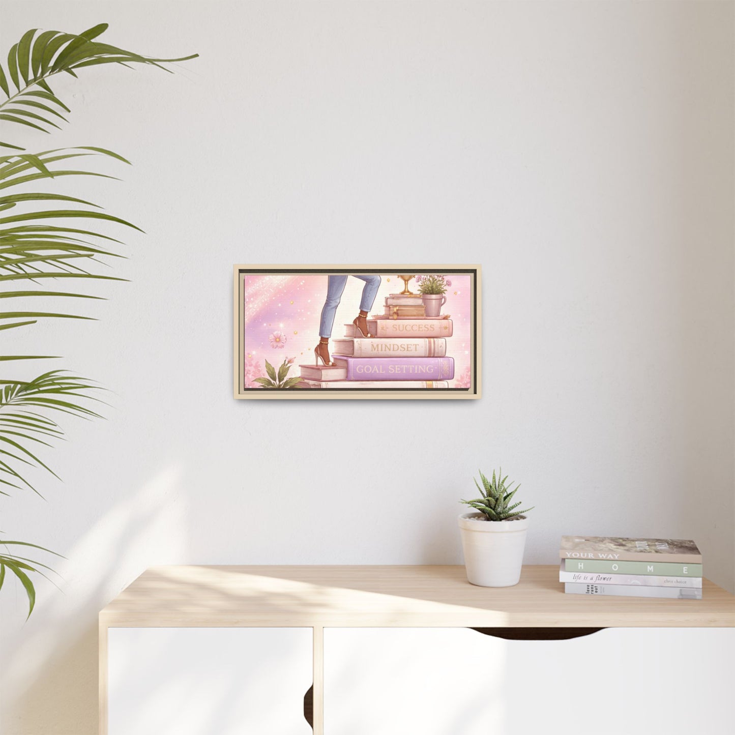 Dream Big Wall Art — Motivational Stacked Books Framed Canvas