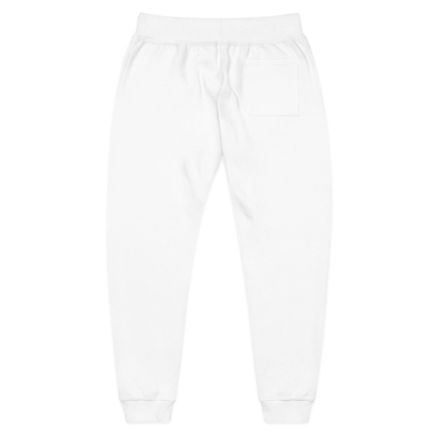 Embroidered Star Patch Sweatpants — White Fleece Joggers