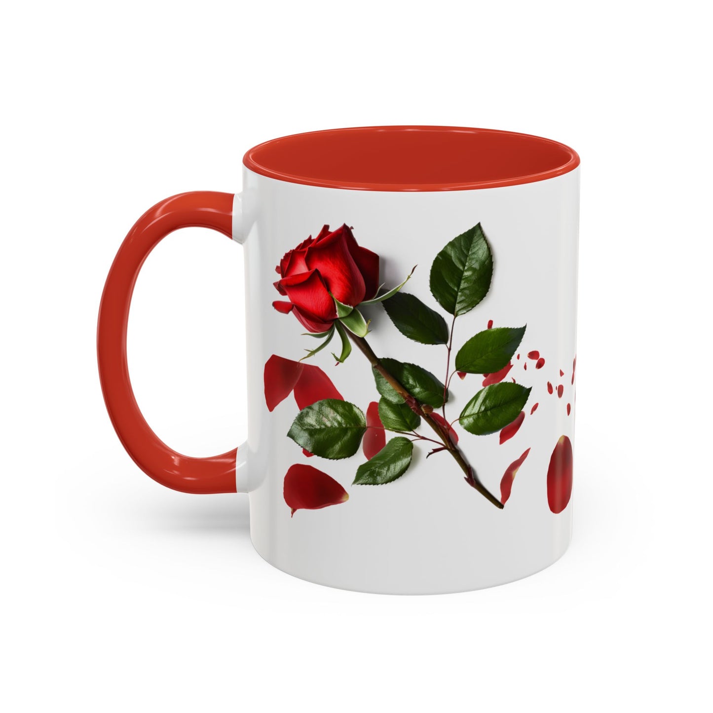 Red Rose Petals Accent Coffee Mug | 11oz 15oz