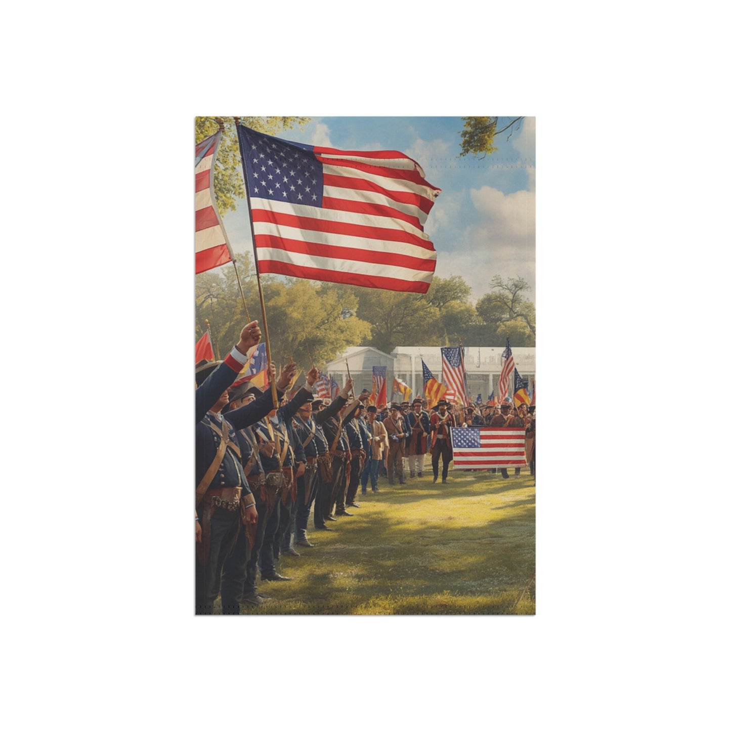 Civil War Soldiers with American Flag Garden Banner | Patriotic Memorial Decoration