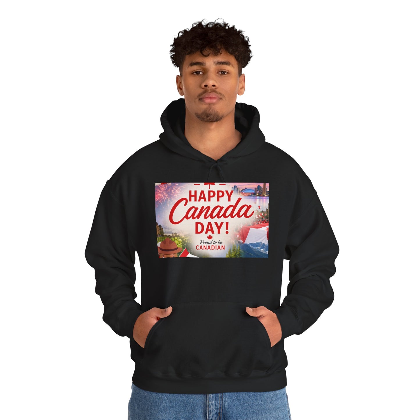 Canada Day Hoodie — "Happy Canada Day! Proud Canadian" Celebration Sweatshirt
