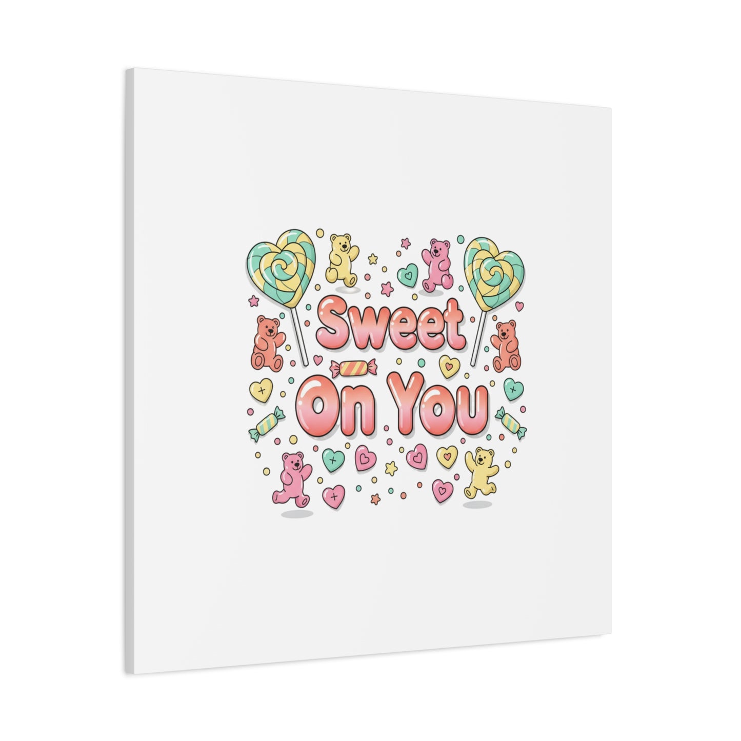 Sweet On You Canvas | Valentine Candycore heart candy pattern, pastel snackcore art