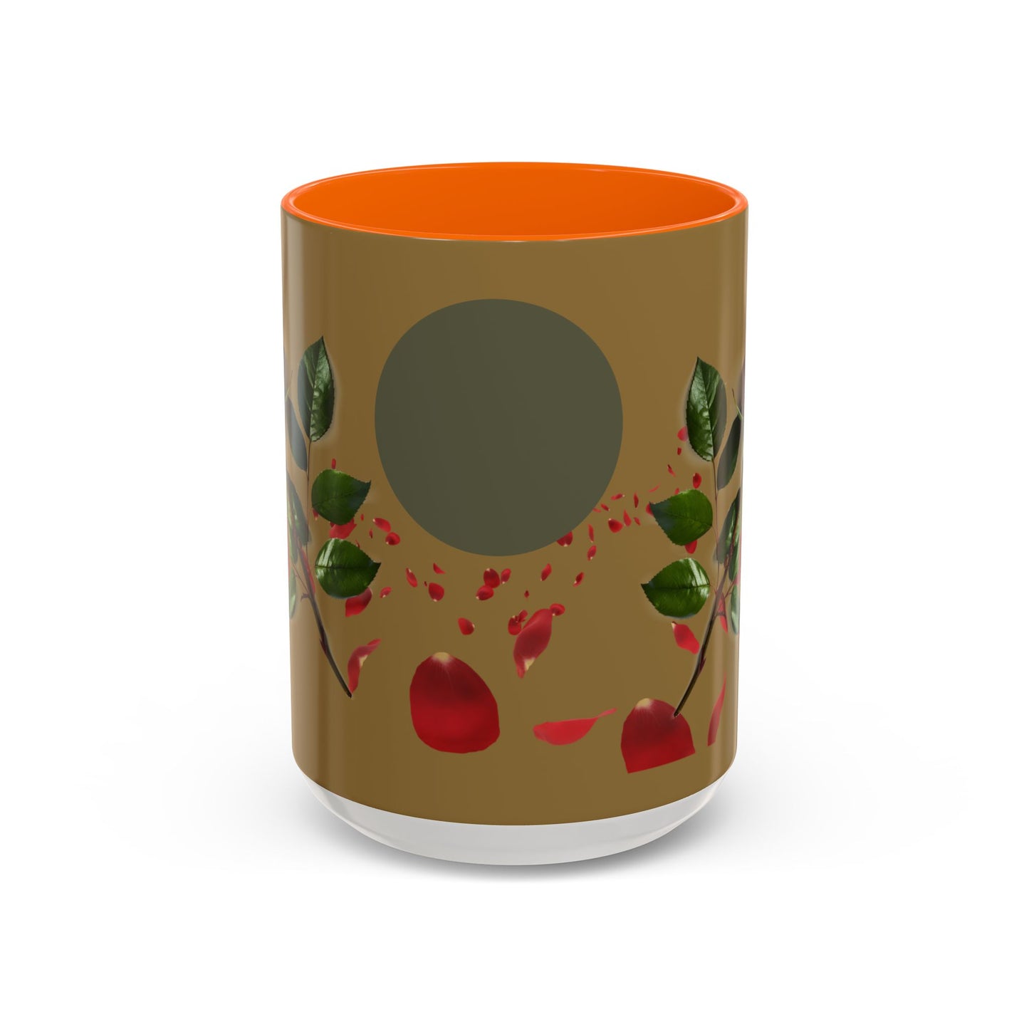 Red Rose Petals Coffee Mug  Accent Black Handle Interior,