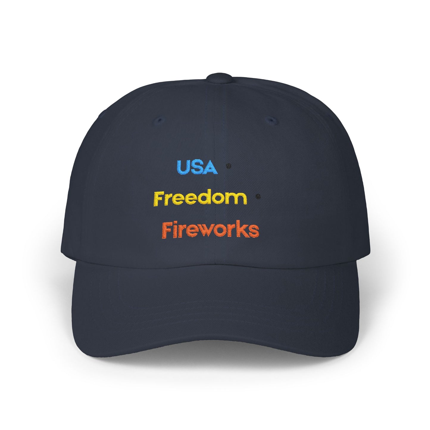 USA Freedom Fireworks Classic Dad Cap | Patriotic Embroidered Hat