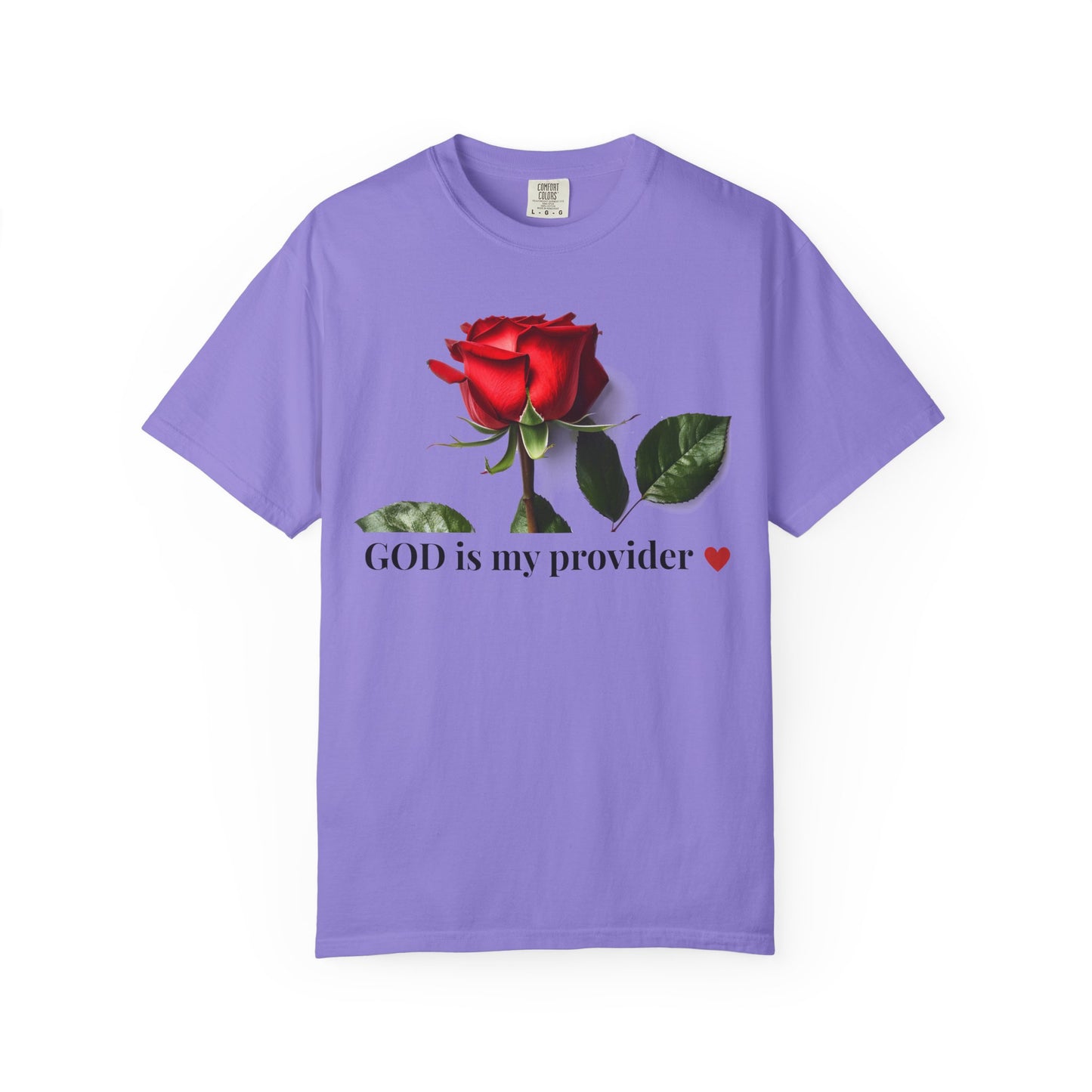 Red Rose "GOD is my provider" T-Shirt | Faith Floral Tee