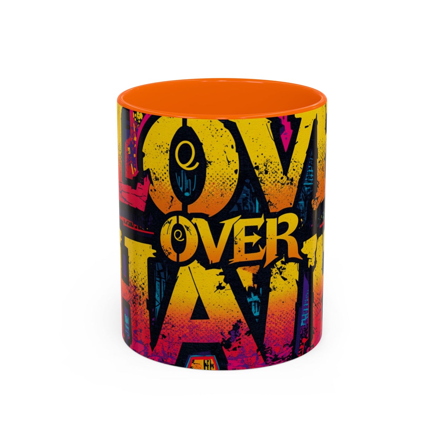 Love Over Hate Accent Coffee Mug — 11/15 oz Inspirational Ceramic Mug