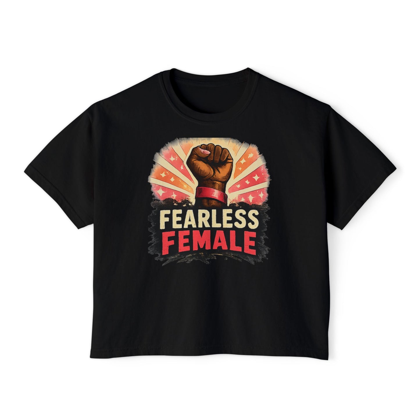 Fearless Female Raised Fist Graphic T-Shirt | Boxy Tee