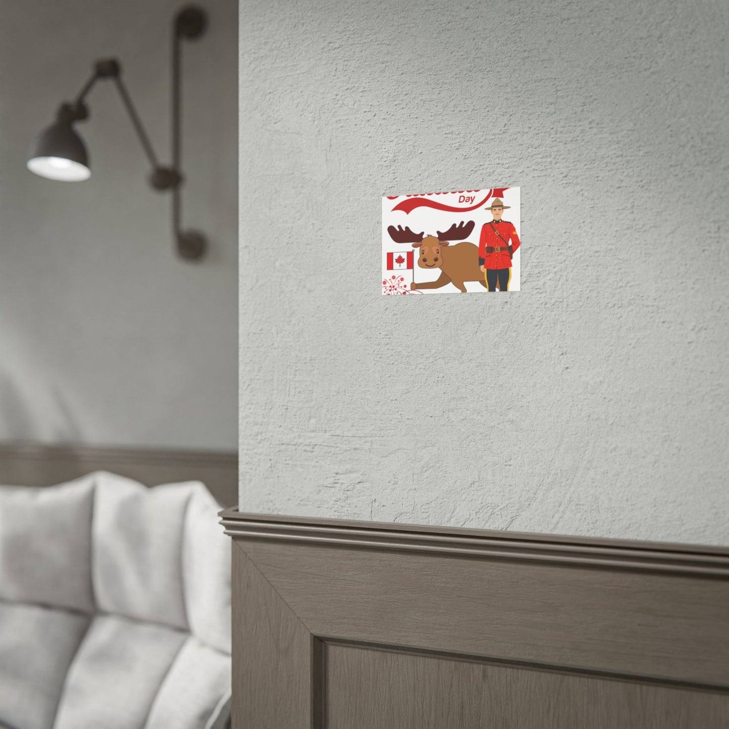 Canada Day Poster - Happy Canada Day Moose & Mountie Rolled Poster