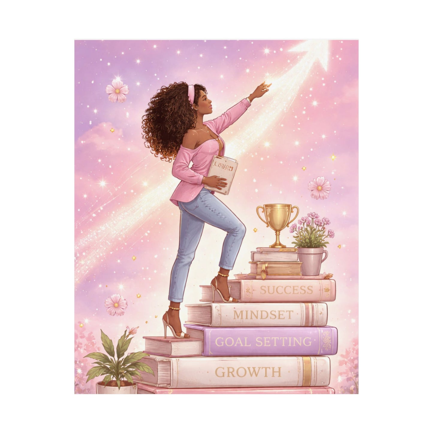 Motivational Growth Poster — "Growth, Goal Setting, Mindset" Inspirational Wall Art