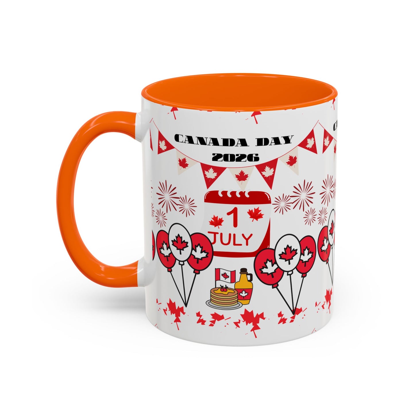 Canada Day Coffee Mug - 1 July 2026 Red Maple Balloon Accent Mug