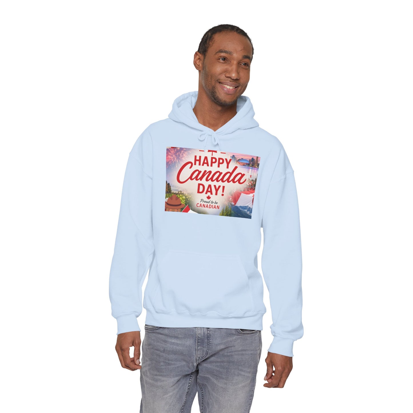 Canada Day Hoodie — "Happy Canada Day! Proud Canadian" Celebration Sweatshirt