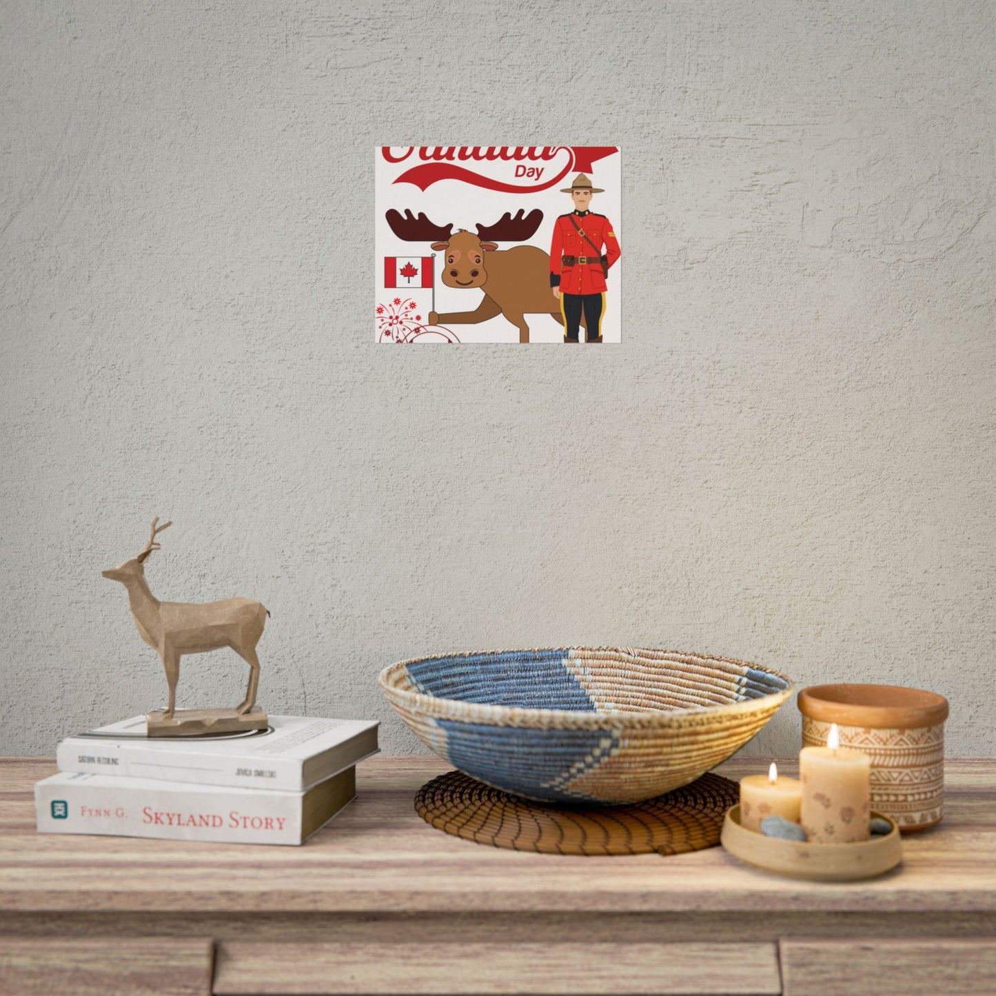Canada Day Poster - Happy Canada Day Moose & Mountie Rolled Poster