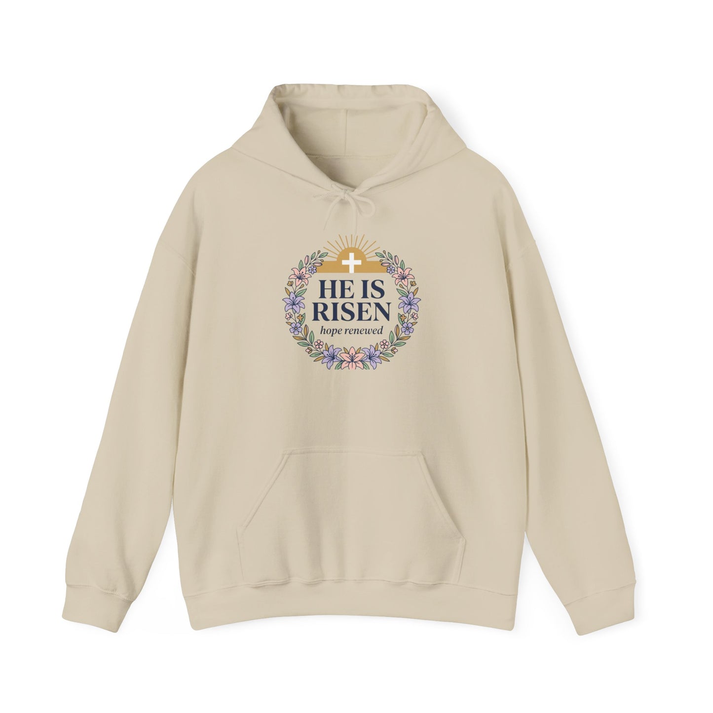 He Is Risen wreath hoodie | Christian Easter sweatshirt, resurrection apparel