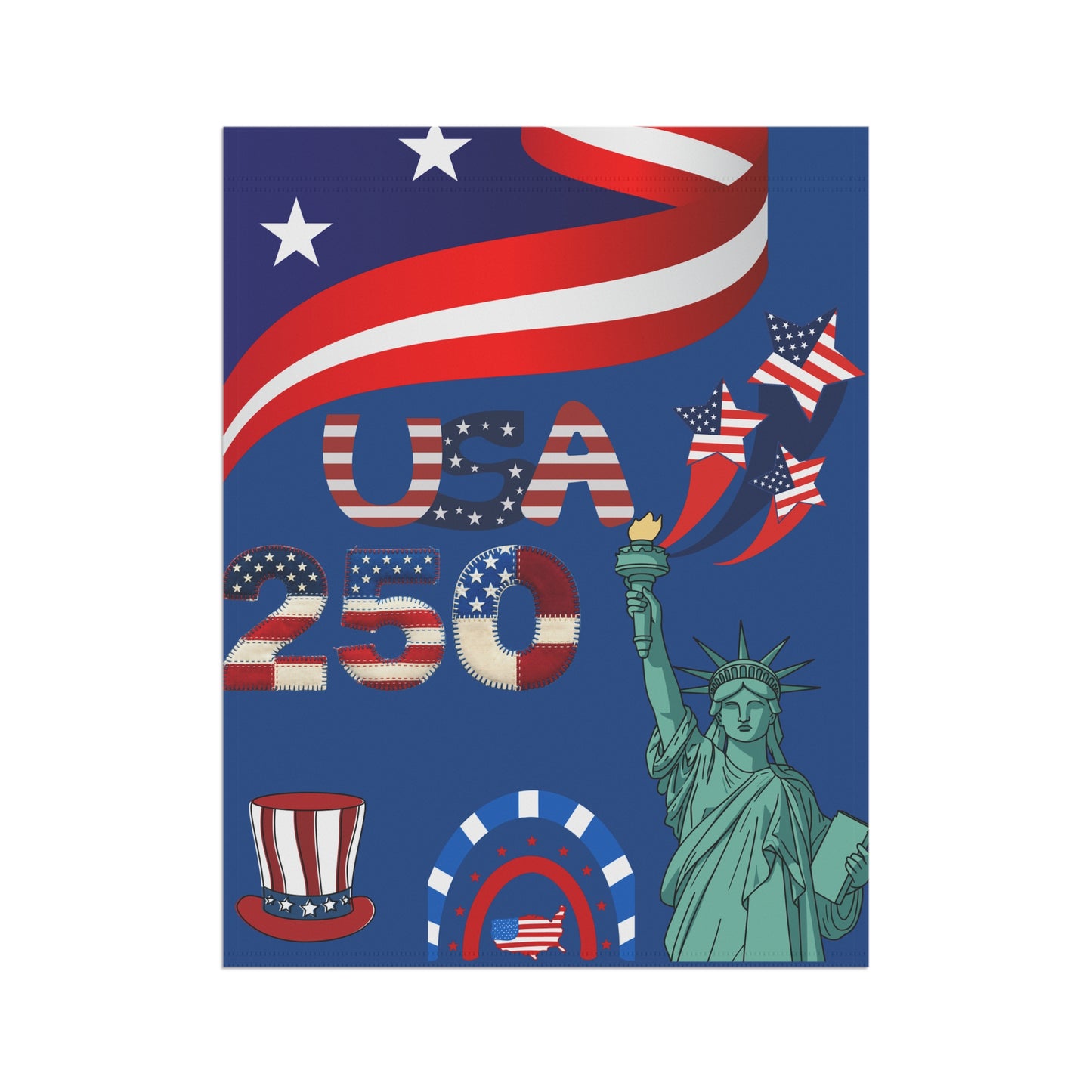 USA 250 Patriotic Garden Banner | Statue of Liberty, Flag Elements