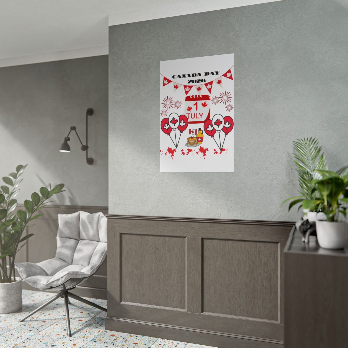 Canada Day 1 July Poster – Red Maple Leaf Celebration Print
