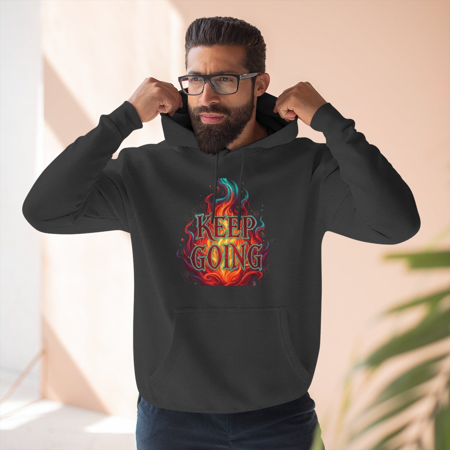 Keep Going No Excuses Hoodie | Motivational Flame Design
